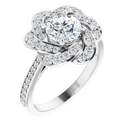 Floral-Inspired Halo-Style Engagement Ring  
